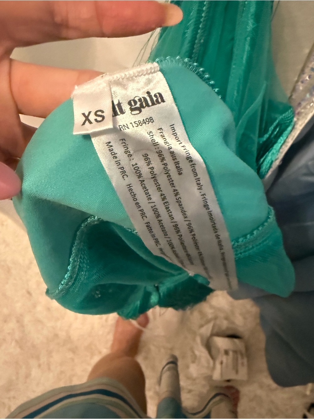 Cult Gaia Turquoise green Mara silk fringe mini dress in XS - Picture 9 of 10
